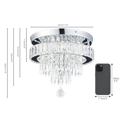 11.8" Crystal Ceiling Light, Flush Mount, Cool White - color: 11.8“-Cool White
