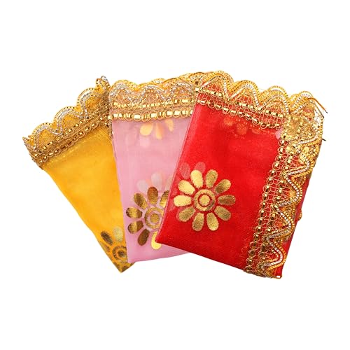 Set of 3 Chunari for Pooja Cloth Mat Aasan Chunni for Temple Idol(15"X10")
