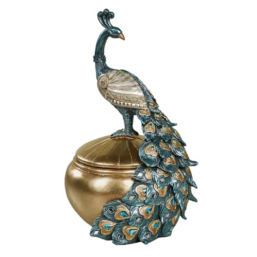 Touch of Class Poised Peacock Decorative Covered Box