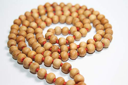 8MM Tulsi mala Beads Necklace Holy Basil 108 + 1 Beads Ram Japa Prayer Mala Energized 108 Hindu Tibetan Buddhist Rosary for Chanting Mantra - color: Red Tessel