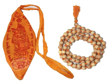 Tulsi Holy Basil Prayer Beads Japa Mala Necklace 108 Beads Hand Knotted Tulsi Jaap Mala with Jaap Bag, Meditation and Yoga Accessory Blessed & Energized Hindu Tibetan Buddhist Subha Rosary