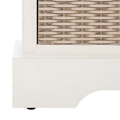 Safavieh Home Collection Landers Distressed White 2-Drawer/Cushion Storage Bench (Fully Assembled) BCH5702A - color: Distressed White