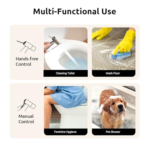 Arofa Hands-Free Bidet Sprayer, Dual Control Mode Bidet Attachment - color: Stainless Steel(Hands-Free), size: 1 Pack