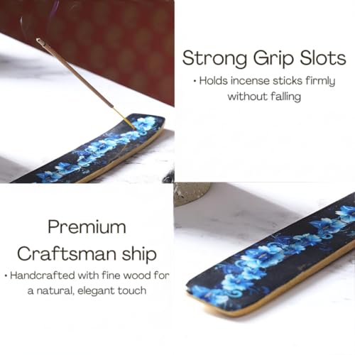 Bless-International Traditional-Handmade-Burner Wooden-Incense-Stick-Holder Ash-Catcher-Stand for-Aromatherapy-Meditation-Yoga (Meditation Time) 10 Inches, Pack of 2 - color: Meditation Time,10 Inch, size: Two Holders