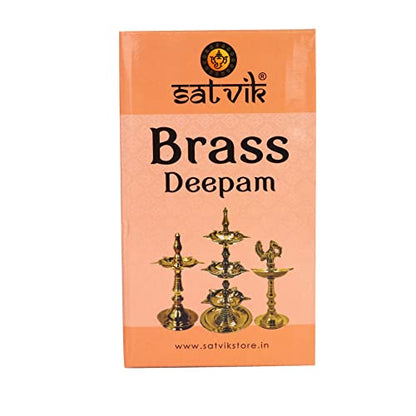 SATVIK 1Pc of 4 Inch Standing Brass Metal Kerala Samai Diwali Deepak for Puja Traditional Panchmahal Pooja Deepam Diya Oil Lamp Kutthu Vilakku Dia Deepawali Indian Housewarming Return Gift Items - size: 4 Inch
