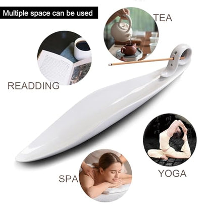 9" Length Incense Stick Holder with 3 Holes, White Porcelain Incense Tray Ash Cather for Spa, Meditation Room, Yoga, Home, Office (White) - color: White