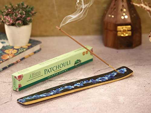 Bless-International Traditional-Handmade-Burner Wooden-Incense-Stick-Holder Ash-Catcher-Stand for-Aromatherapy-Meditation-Yoga (Meditation Time) 10 Inches, Pack of 1 - color: Meditation Time,10 Inch, size: One Holder