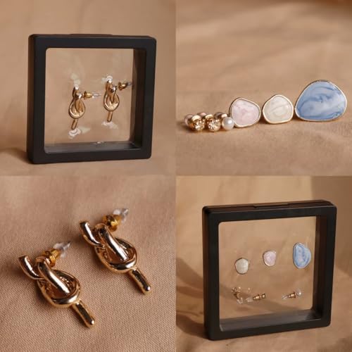 20Pcs Floating Frame Display Case——BSELUTNGY 3D Floating Display Case 2.76 Inches Black is Perfect for Preserving and Displaying Jewelry, Coins, Badges, Specimens and Various Collectible - size: 2.76in*2.76in