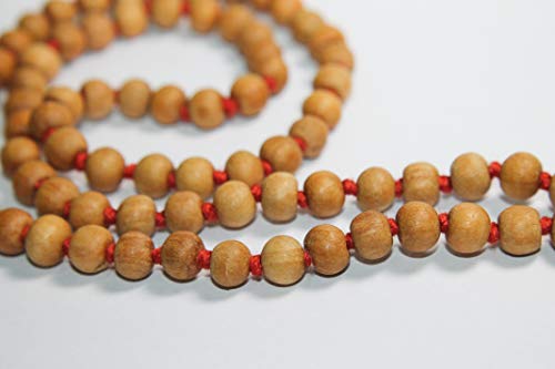 8MM Tulsi mala Beads Necklace Holy Basil 108 + 1 Beads Ram Japa Prayer Mala Energized 108 Hindu Tibetan Buddhist Rosary for Chanting Mantra - color: Red Tessel