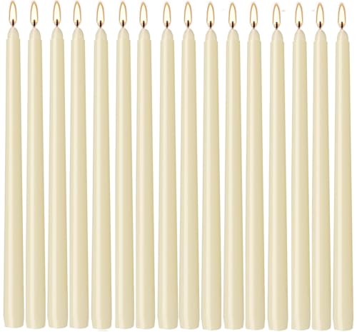 WPONSZU 16 Pack Ivory Taper Candles, 7-8 Hours Burn Time, Unscented, Smokeless and Dripless, 4/5 x 10 Inch for Christmas,Household,Dinner,Wedding,Valentine's Day,Party and Home Décor Candlesticks - color: 16iovry
