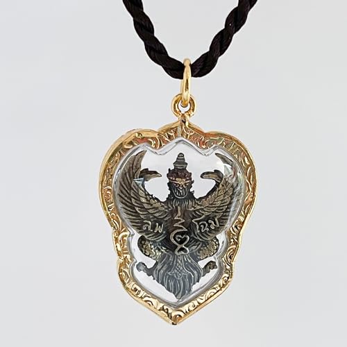 Artschatz Golden Amulet Garuda. Khagesvara, Vahana of Vishnu, Suparna, Thai Buddha Pendant