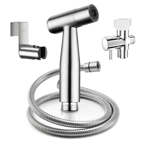 Arofa Hands-Free Bidet Sprayer for Toilet, Adjustable Water Pressure - color: Stainless Steel(One-touch), size: 1 Pack