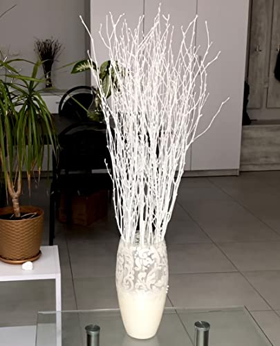 ECOVENIK 25 psc - Branches - 73 cm, Natural Birch Twigs, Pack of 20-25 Stems, Long for Floor vases, (White-Grey ) - size: 25 psc - white grey