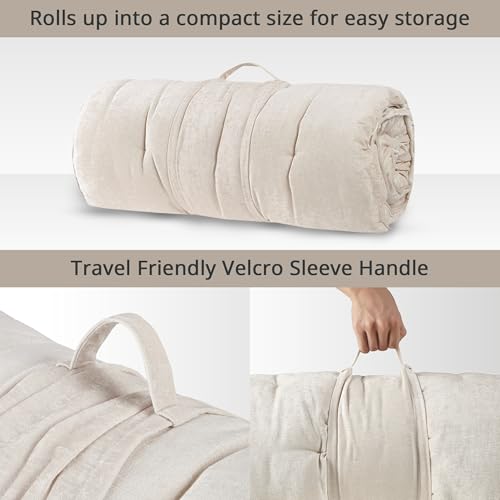 Intelligent Design Foldable Lightweight Lounge Floor Pillow 27" x 74" Ivory - color: Ivory