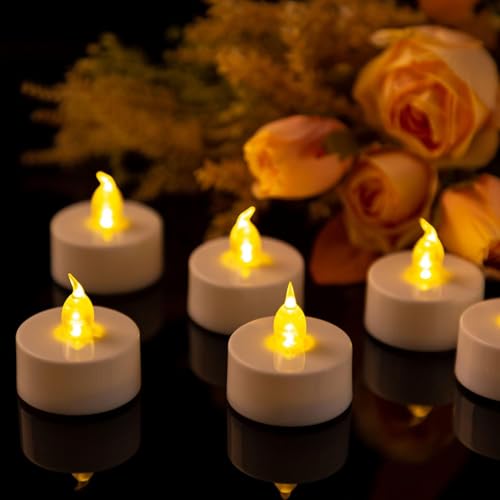 LED Tea Light Flickering Candle with Remote Control WarmYellow 12pcs - color: Remote-warm yellow, size: 12pack