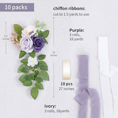 10 Purple Wedding Aisle Decorations - color: Purple