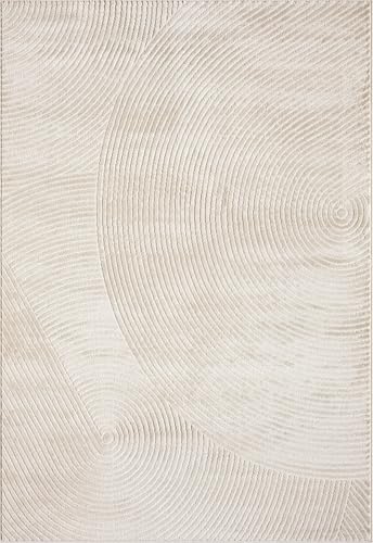 Abani Neutral Beige Area Rug | 10' x 14' Tan Geometric Carpet with Zen Circle Pattern | Washable Rugs for Living Room, Bedroom, Office - color: Beige, size: 10' x 14' (Rectangular)