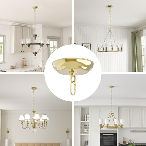 10 Feet Heavy Duty Gold Chain with 5" Light Canopy Kit for Chandelier, Swag Light Kit Light Fixture Mounting Bracket for Hanging Light,L0019 - color: Gold 10 Ft Chain with 5" Canopy