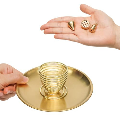 5 in 1 Incense Burner, 5.51 Inch Incense Holder Set - color: Gold, size: 5 in 1