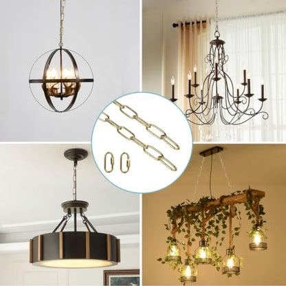 Helunsi Industrial Lighting Chain, 6 Feet Antique Brass Light Fixture Chain - color: Antique Brass