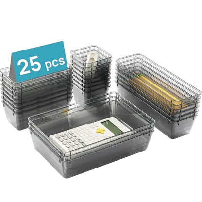 Vtopmart 25 Pack Plastic Drawer Organizers with Non-slip Rubber Pads - color: Clear Black