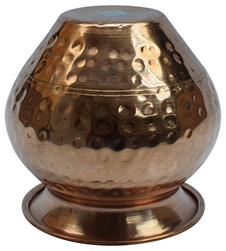 Indian Copper Large Kalash Lota Handmade Drinkware for Festival Puja