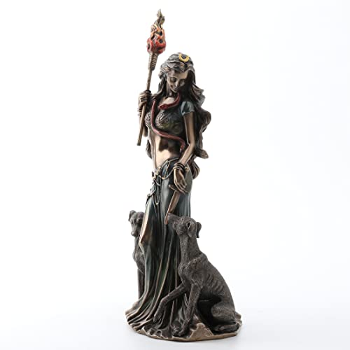 Veronese Design 13 3/8" Tall Cold Cast Resin Antique Bronze Finish Hecate Greek Goddess of Magic with Her Hounds Statue Figurine - color: Bronze, size: Large