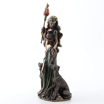 Veronese Design 13 3/8" Tall Cold Cast Resin Antique Bronze Finish Hecate Greek Goddess of Magic with Her Hounds Statue Figurine - color: Bronze, size: Large