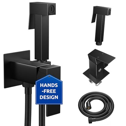 Arofa Built-in Hot and Cold Bidet Sprayer, Hands-Free Control, Matte Black - color: Black, size: Built-in Hot & Cold Water Modes-Square