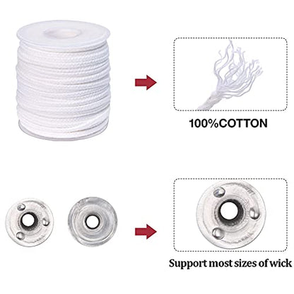 pice QPZ 200 ft Braided Candle Wicks 100% Cotton 21 PLY for Candle Pillars in 1 3/4 inch Dia, for Paraffin Wax Soy Beeswax Candle Making, Sold Separately 200 PCS Candle Wick Sustainer Tabs Metal 14mm - size: 21 PLY 200 ft Wick