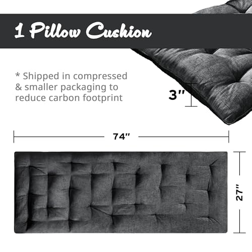 Intelligent Design Foldable Lounge Floor Pillow 27" x 74" Charcoal - color: Charcoal