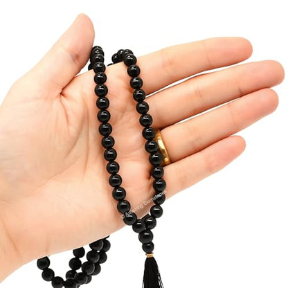 Amazing Gemstone Black Tourmaline Mala Beads - 108 Prayer Beads for Meditation and Mindfulness Practice, Handcrafted Mala Beads with Natural Gemstones for Spiritual Healing and Relaxation(Plain) - color: Black Tourmaline, style: Plain