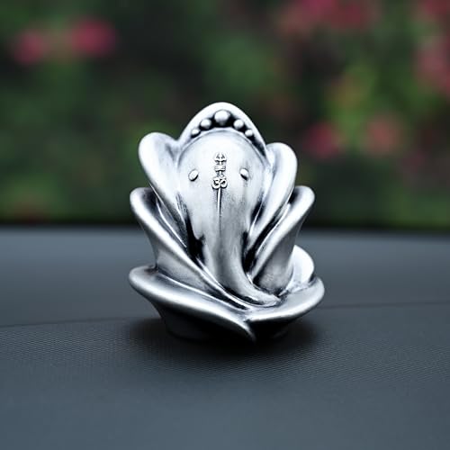 Artarium Ganesha Statues for Car Dashboard Hindi Idols Car Decor Silver Ganesha Idol for Room Decorative Showpeices Item Hindu God Idols Ganesh Murti Best Gifts for Women & Men Height - 3 inch - color: Silver