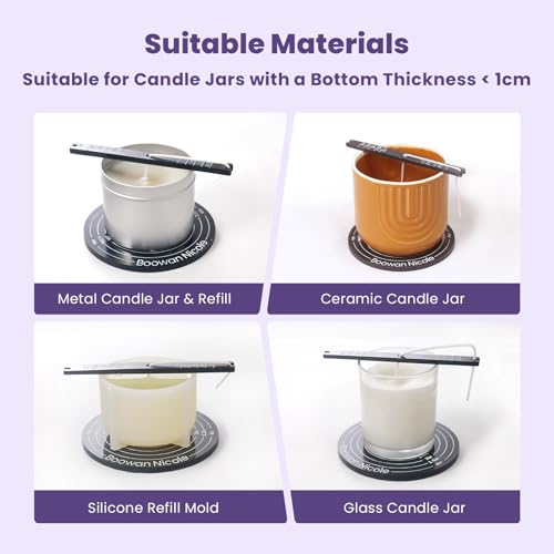 BOOWAN NICOLE Universal Wick Centering Setter Tool for Candle Making - Center & Set Wicks in 1 Second, Wick Holder for Most Candle Jar & Refill Sizes (A0355) - size: A0355*1