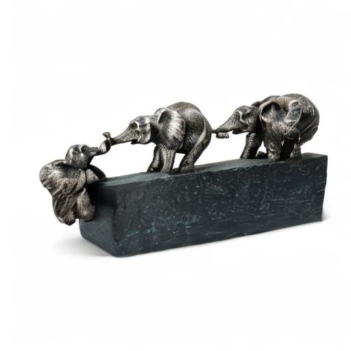 Vaudagio Sculpture Family Elephant Decor [17" Long] Large Elephant Statue