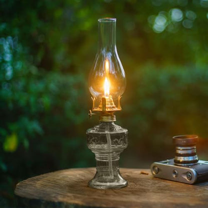 2 Pcs Oil Lamps for Indoor Use, Hurricane Kerosene Lamp, Grey - color: Gray