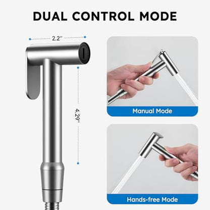 Arofa Built-in Hot and Cold Bidet Sprayer for Toilet, Hands-Free Control - color: Brushed Nickel, size: Built-in Hot & Cold Water Modes-Round