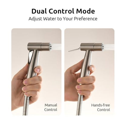 Arofa Hands-Free Bidet Sprayer, Dual Control Mode Bidet Attachment - color: Stainless Steel(Hands-Free), size: 1 Pack