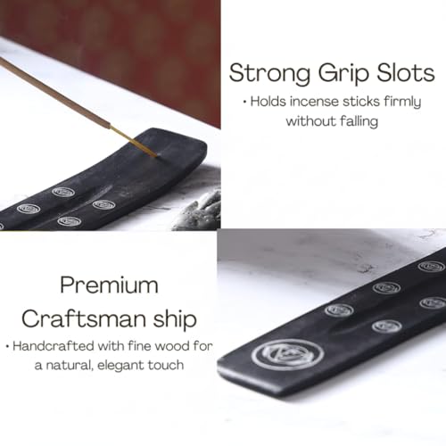 Bless-International Traditional-Handmade-Burner Wooden-Incense-Stick-Holder Ash-Catcher-Stand for-Aromatherapy-Meditation-Yoga (Black Strength) 10 Inches, Pack of 1 - color: Black Strength,10 Inch, size: One Holder