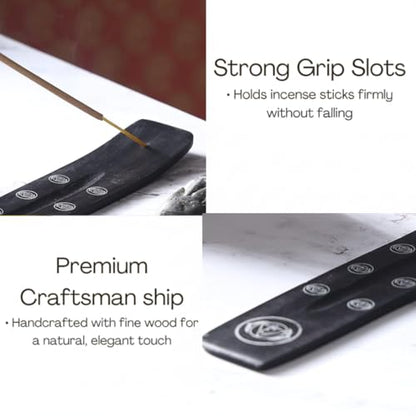 Bless-International Traditional-Handmade-Burner Wooden-Incense-Stick-Holder Ash-Catcher-Stand for-Aromatherapy-Meditation-Yoga (Black Strength) 10 Inches, Pack of 2 - color: Black Strength,10 Inch, size: Two Holders