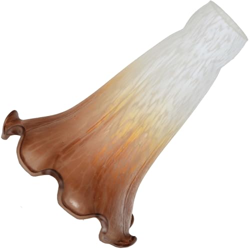 Bieye LS09S Lily Flower Blown Glass Lampshade (White Brown, Opening I.D. 0.87" x O.D. 1") - color: White Brown, size: Small I.D. 0.87" x O.D. 1"