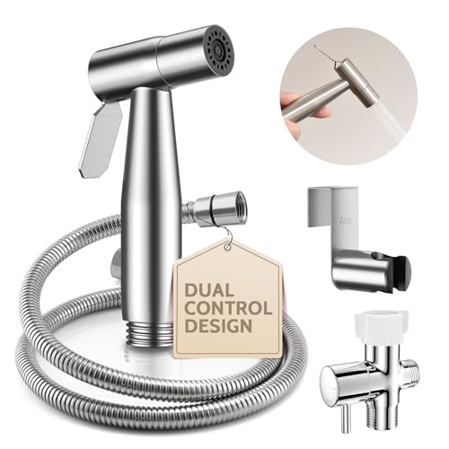 Arofa Hands-Free Bidet Sprayer, Dual Control Mode Bidet Attachment - color: Stainless Steel(Hands-Free), size: 1 Pack