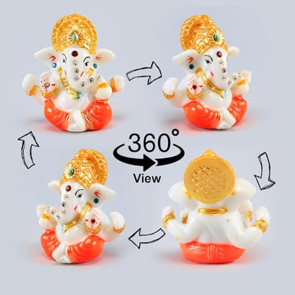 TIED RIBBONS Ganesh Idol 2.3 Inch, Resin | Ganesh Statue Sculpture for Car Dashboard, Home, Temple Decor | Indian God | Car Dashboard Accessories | Ganesha Decorations