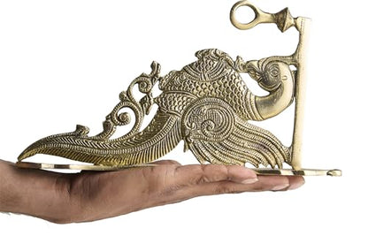 Esplanade Brass Peacock Wall Bracket – Traditional Handcrafted Wall Hanger for Diya Lamp, Bell, Home Décor (11.8" Inches) - style: 11.8" Inches