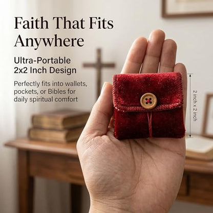 Catholic Pocket Prayer Quilts with Crosses, 3 Pack, 2 x 2 Inch