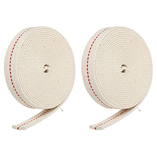 MECCANIXITY Oil Lamp Wick 0.71 Inch Flat Wide 10 Foot Cotton Lanterns Wick with Red Stitch for Kerosene Burner Lighting, 2 Roll - color: Red, size: 0.71 Inch x 10 Ft