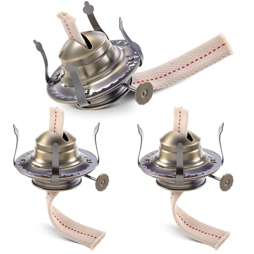 Hortsun 3 Pcs Oil Lamp Burner Parts #2 Brass 1 3/16" Screw,Bronze - color: Bronze