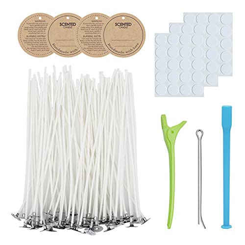 CandMak Candle Wick Kit - 60 Cotton Wicks with Tools for Making Thick, 6 inch Candles