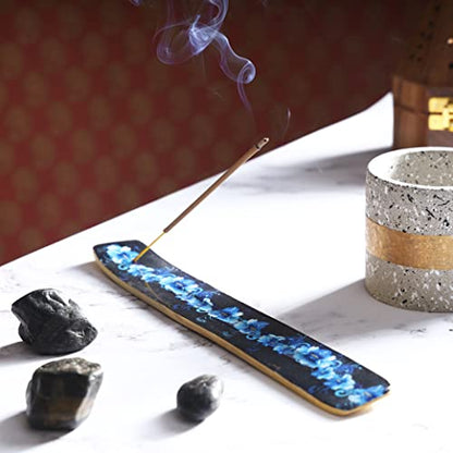 Bless-International Traditional-Handmade-Burner Wooden-Incense-Stick-Holder Ash-Catcher-Stand for-Aromatherapy-Meditation-Yoga (Meditation Time) 10 Inches, Pack of 2 - color: Meditation Time,10 Inch, size: Two Holders