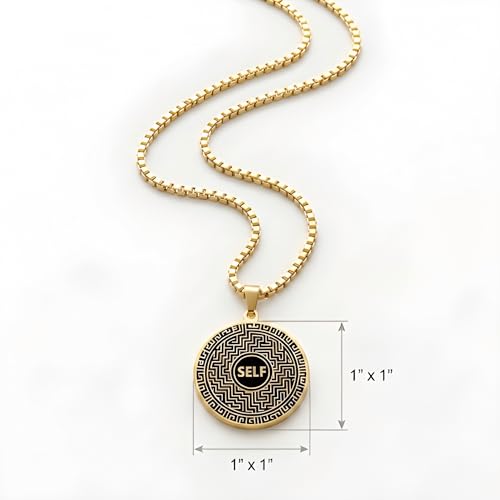 1" Stainless Steel Necklace Charms | Third Eye Vision | Peace Symbol | Finding Your Self | Yin & Yang | Moon Cat | Turtle Power | Flower of Life | | OM | Mystical Spiritual Protection, for Men & Women - style: Finding Your Self Gold